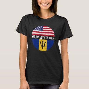 T-shirt Demi-Américain Demi-Bajan Usa Drapeau Patrimoine d