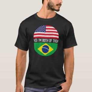 T-shirt Demi-Américain Demi-Brésilien Usa Drapeau Hérit Fa