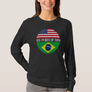 T-shirt Demi-Américain Demi-Brésilien Usa Drapeau Hérit Fa