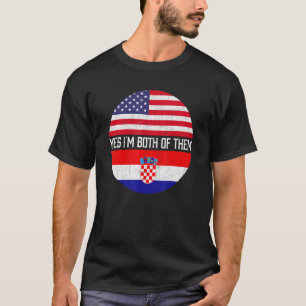 T-shirt Demi-Américain Demi-Croate États-Unis Drapeau Fami