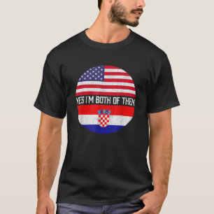 T-shirt Demi-Américain Demi-Croate États-Unis Drapeau Fami