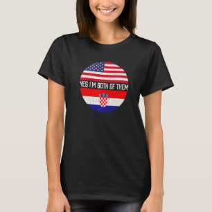 T-shirt Demi-Américain Demi-Croate États-Unis Drapeau Fami