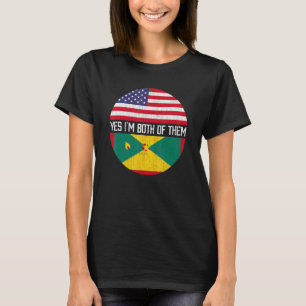 T-shirt Demi-Américain demi-Grenadien Drapeau américain Hé