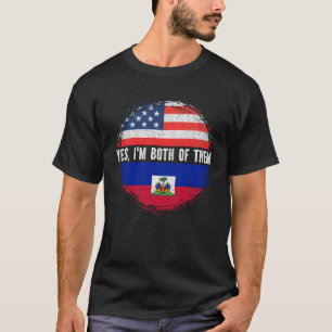 T-shirt Demi-Américain Demi-Haïtien USA Drapeau Haïti Patr
