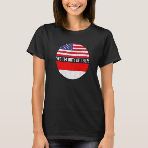 T-shirt Demi-Américain Demi-Indonésien Drapeau Famille Her