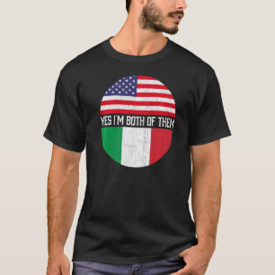 T-shirt Demi-Américain Demi-Italien Usa Drapeau Famille Hé