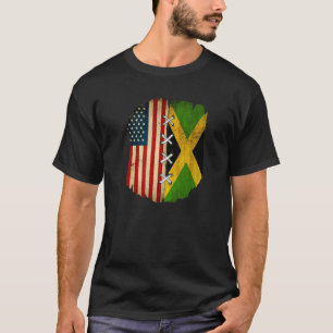 T-shirt Demi-américain Demi-jamaïcain Drapeau USA Drapeau