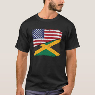 T-shirt Demi-américain Demi-jamaïcain Drapeau USA Drapeau