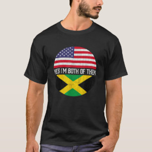 T-shirt Demi-Américain Demi-Jamaïcain USA Drapeau Famille