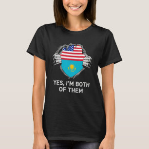T-shirt Demi-américain demi-kazakhstanais Drapeau USA Kaza