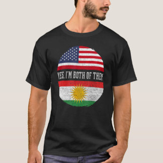 T-shirt Demi-Américain Demi-Kurde USA Drapeau Kurdistan He