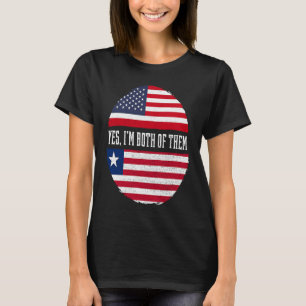 T-shirt Demi-Américain Demi-Libérien États-Unis Drapeau Li