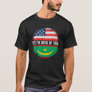 T-shirt Demi-Américain Demi-Mauritanien USA Drapeau Maurit