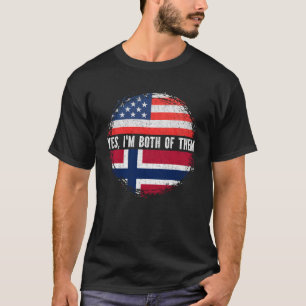 T-shirt Demi-Américain Demi-Norvégien États-Unis Drapeau N