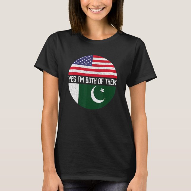 T-shirt Demi-Américain Demi-Pakistanais Drapeau Américain  (Devant)