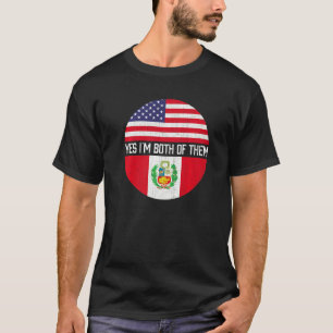 T-shirt Demi-Américain Demi-Péruvien Drapeau Famille Herit