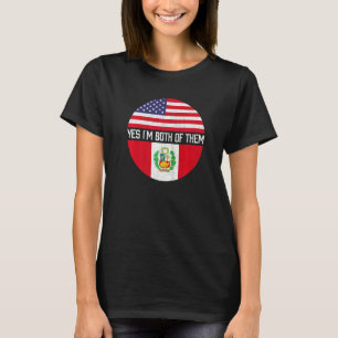 T-shirt Demi-Américain Demi-Péruvien Drapeau Famille Herit