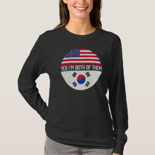 T-shirt Demi-Américain Demi-Sud Coréen Famille Drapeau Usa