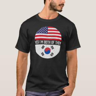 T-shirt Demi-Américain Demi-Sud Coréen Famille Drapeau Usa