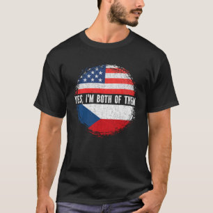 T-shirt Demi-Américain Demi-Tchèque USA Drapeau République