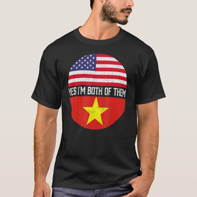 T-shirt Demi-Américain demi-Vietnamien Usa Drapeau Famille (Devant)