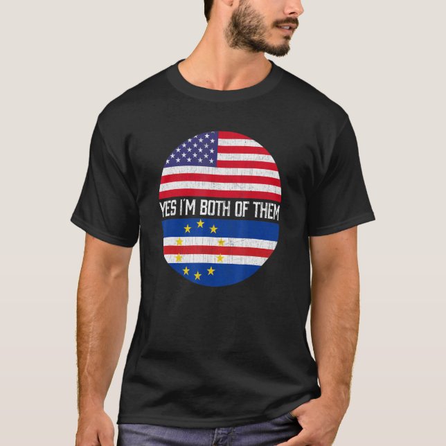 T-shirt Demi-Américain moitié Cap Verdien États-Unis Famil (Devant)