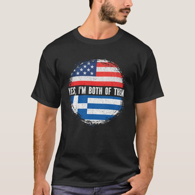 T-shirt Demi-Américain moitié grecque États-Unis Drapeau G (Devant)