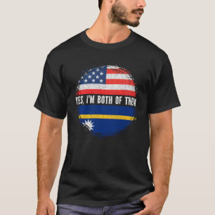 T-shirt Demi-Américain moitié Nauruan USA Drapeau Nauru Hé