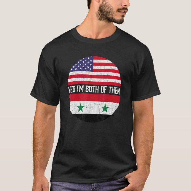 T-shirt Demi-Américain moitié Syrien Usa Drapeau Patrimoin (Devant)