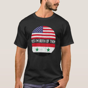 T-shirt Demi-Américain moitié Syrien Usa Drapeau Patrimoin