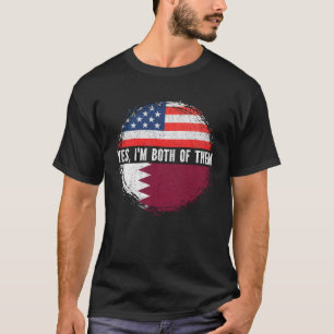 T-shirt Demi-américain Qatari USA Drapeau Qatar Patrimoine
