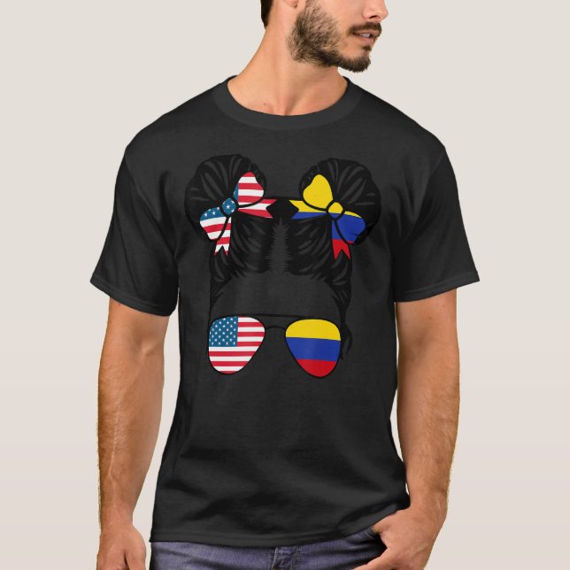 T-shirt Demi-Américaine Demi-Colombienne Fille USA Colombi (Devant)