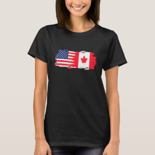 T-shirt Demi-Américaine Moitié Canadienne Racines Amérique