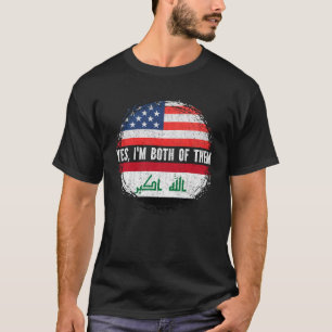 T-shirt Demi-Américaine moitié Irakienne USA Drapeau Irak 