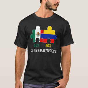T-shirt Demi-Colombien - Carte du Drapeau Mexicain ADN Mex
