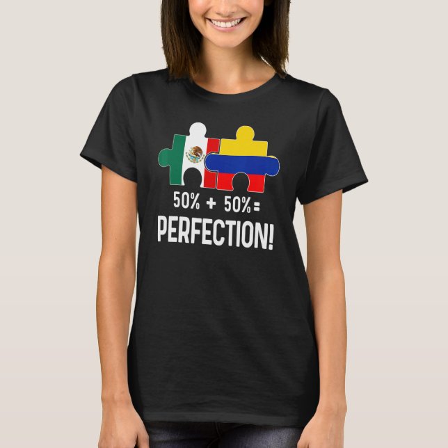 T-shirt Demi-Colombien - Carte du Drapeau Mexicain ADN Mex (Devant)