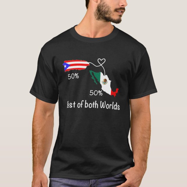 T-shirt Demi-colombien demi-drapeau mexicain Carte Love Me (Devant)