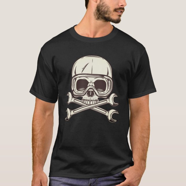 T-shirt Demi-crâne en lunettes avec clé mécanique (Devant)