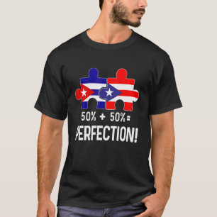 T-shirt Demi-Cuba - Carte du drapeau de Porto Rico - Bor c