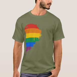 T-SHIRT DEMI DE DROITE DE COEUR D'ARC-EN-CIEL - .PNG
