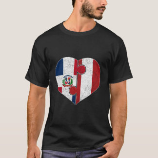 T-shirt Demi-Dominicain moitié du Drapeau péruvien racine 
