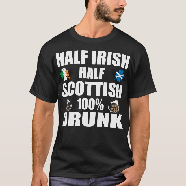 T-shirt Demi-écossais écossais St patrick (Devant)