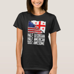 T-shirt Demi-géorgien demi-américain Géorgie US Drapeau Pa