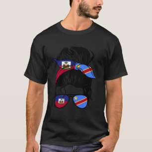 T-shirt Demi-Haïtien Moitié Dr Congolais Mélangez Haïti Et