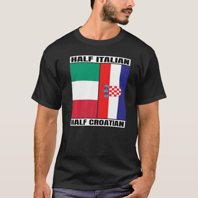 T-shirt Demi-Italien Demi-Croate Patrimoine Italia Croatie (Devant)