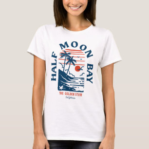 T-shirt Demi Lune Y Californie Rétro Surfeur Plage Vintage