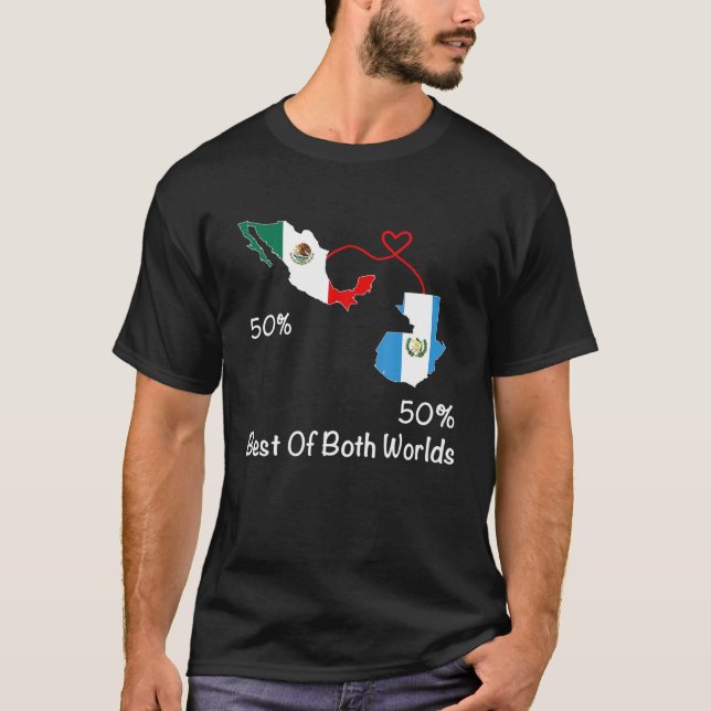 T-shirt Demi-Mexicaine Demi-Guatemala Carte du drapeau Mex (Devant)