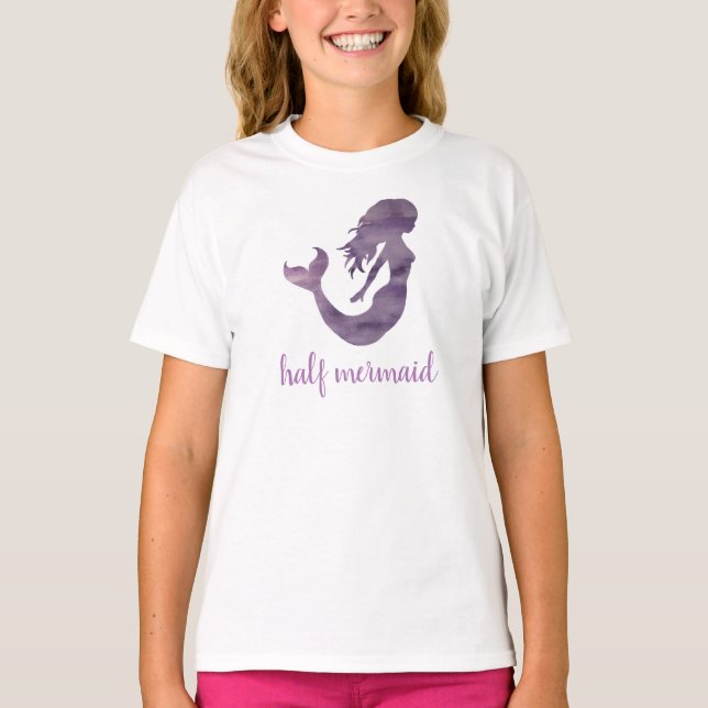 T-shirt Demi-Sirène Purple Rose fille (Devant)