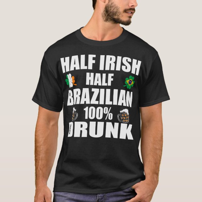 T-shirt Demi-St patrick brésilien à moitié irlandais (Devant)