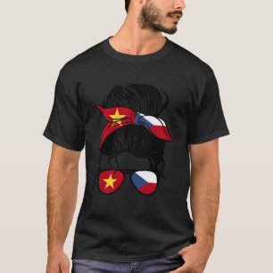 T-shirt Demi-Vietnamienne Demi-Tchèque Mélange Vietnam Et